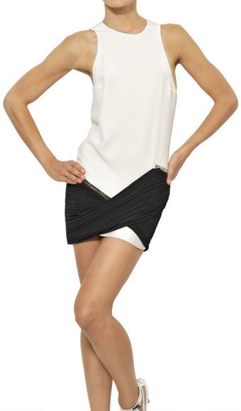 Anthony Vaccarello Crepe De Chine and Satin Crepe Dress - Lyst