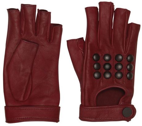 fingerless gloves leather lagerfeld karl studded