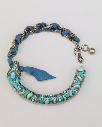 Lanvin Enamel Snake Choker Necklace Turquoise - Lyst
