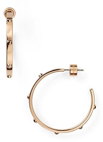 Michael Kors Michael Small Rose Gold Hoop Earrings - Lyst