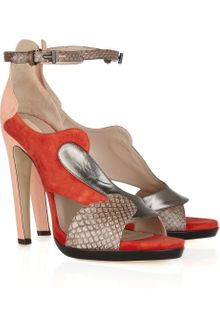 Reed Krakoff Python Lizard and Leather Platform Sandals - Lyst