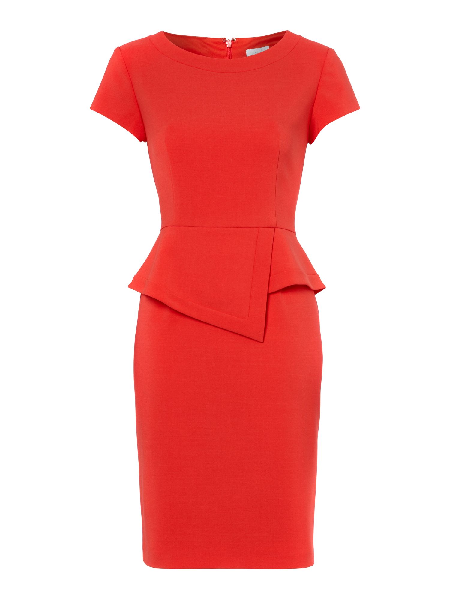 Untold Short Sleeve Fitted Peplum Detail Dress In Red Lyst 