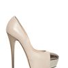 Casadei Calfskin Metallic Toe Pumps in Beige (pewter) - Lyst