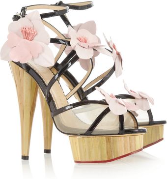 Charlotte Olympia Botanica Orchid Embellished Patent Leather Sandals - Lyst