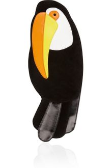 Charlotte Olympia Toucan Suede and Leather Clutch - Lyst
