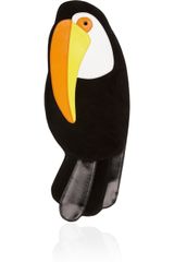 Charlotte Olympia Toucan Suede and Leather Clutch