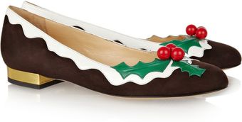Charlotte Olympia Holly Suede and Patent Leather Flats - Lyst