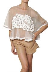 Chloé Silk Crochet Flower On Silk Organza Top