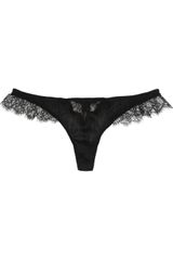 Kiki De Montparnasse Silkblend Charmeuse and Chantilly Lace Thong