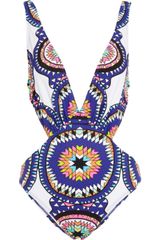 Mara Hoffman Pow Wow Printed Plunge Swimsuit