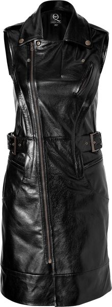 McQ by Alexander McQueen Black Leather Bikerstyle Dress - Lyst