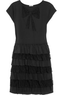 Miu Miu Lace and Silk Tiered Dress - Lyst