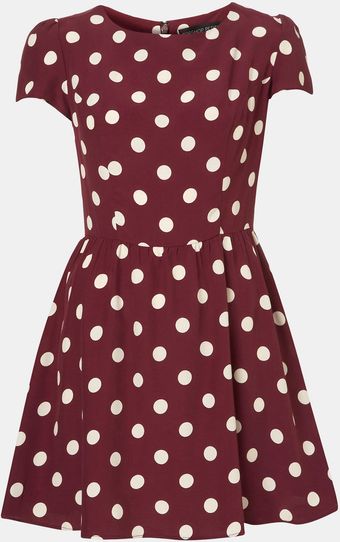 Topshop Florence Polka Dot Dress Petite - Lyst