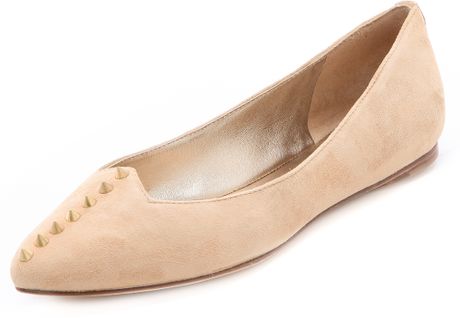 beige studded flats