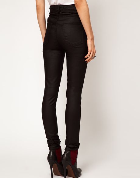 coated high waist skinny jeans