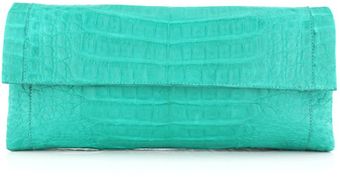 Nancy Gonzalez Teal Croc Foldover Clutch - Lyst