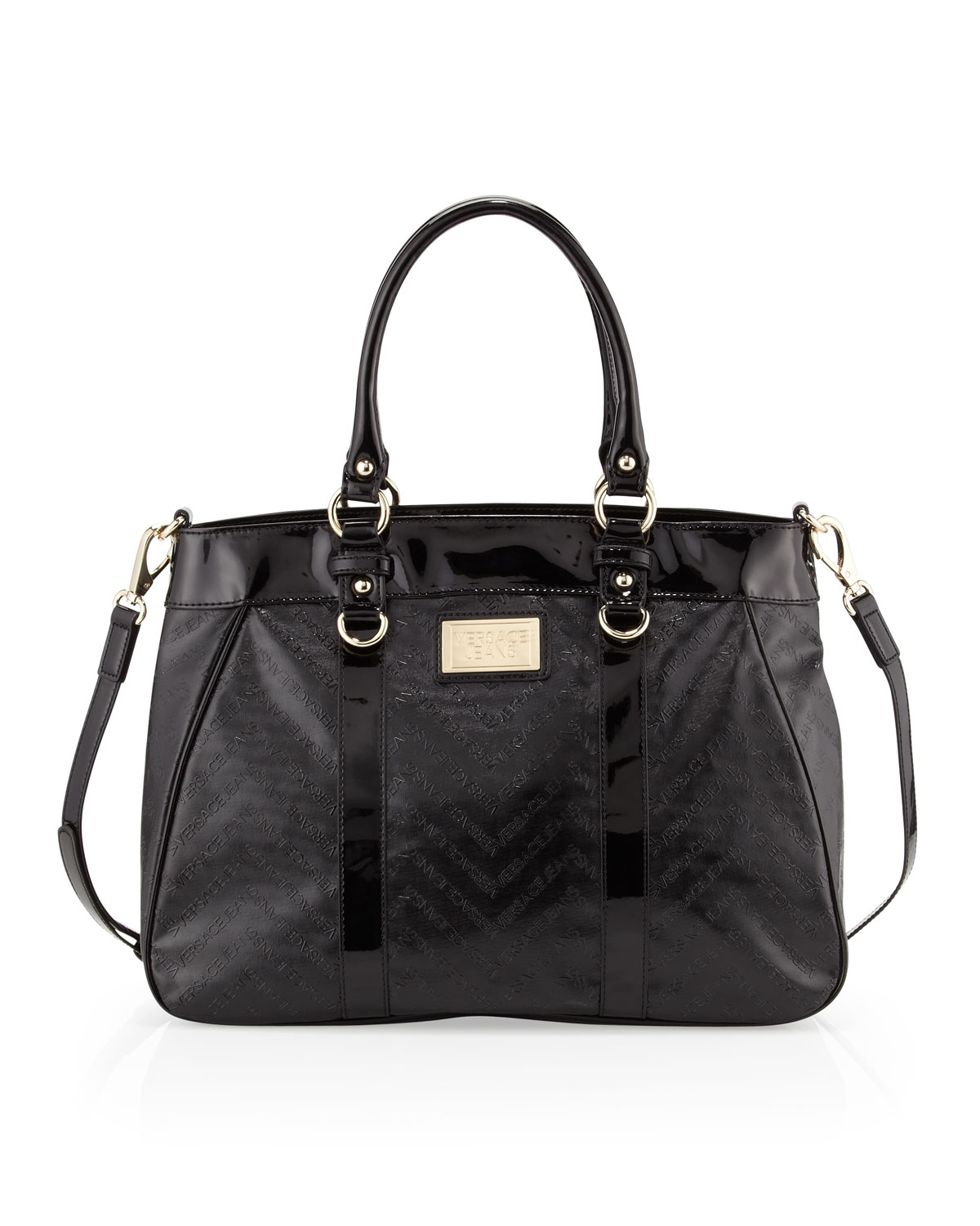 Versace Jeans Couture Patent Tote Bag in Black Lyst