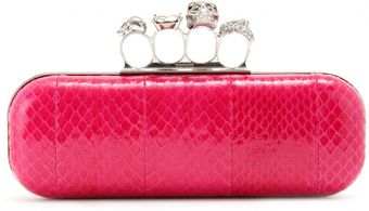 Alexander McQueen Skull Knuckle Snakeskin Box Clutch - Lyst