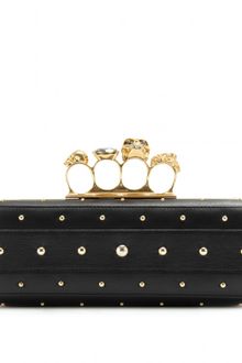 Alexander McQueen Skull Knuckle Studded Leather Box Clutch - Lyst