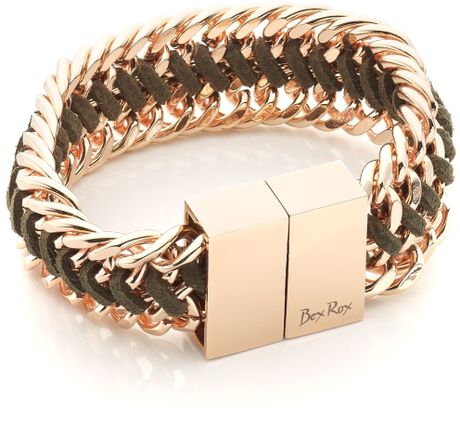 Bex Rox Olive Rose Gold Lola Cuff In Gold Green Lyst