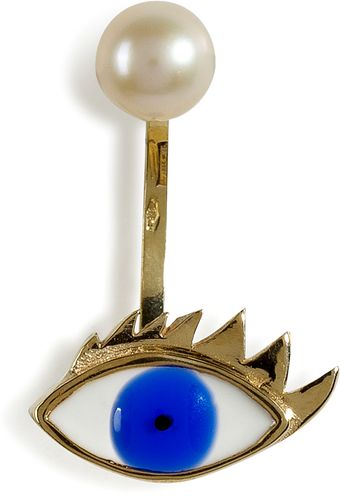 Delfina Delettrez Gold Pearl Enamel Eye Single Earring - Lyst