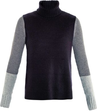 Vince Contrast Sleeve Poloneck Sweater - Lyst