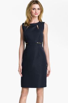 Tahari Cutout Detail Jacquard Sheath Dress - Lyst
