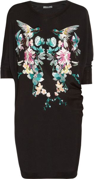 Alexander McQueen Embroidered Fineknit Wool Sweater Dress - Lyst