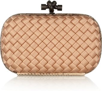 Bottega Veneta The Knot Intrecciato Satin Clutch - Lyst