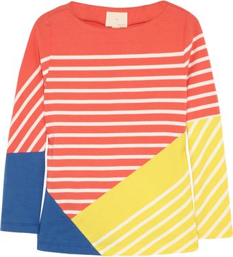 Band Of Outsiders Striped Colorblock Cotton Top - Lyst