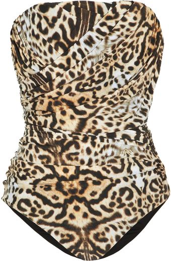 Clube Bossa King Feline Animalprint Draped Bandeau Swimsuit - Lyst