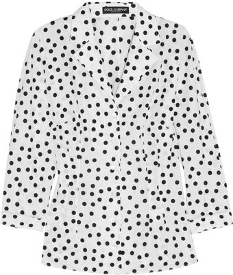 Dolce & Gabbana Polkadot Stretchcotton Shirt - Lyst