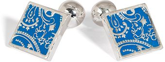 Etro Azuresilvertoned Square Cuff Links - Lyst