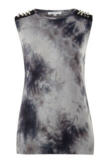 Glamorous Tie Dye Pu Stud Shoulder Top - Lyst