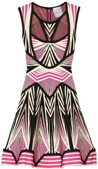 Hervé Léger Cutout Stretchknit Dress - Lyst