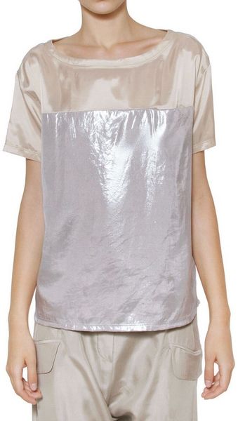 Mm6 Di M.m.margiela Mirrored Coated Lamé Top - Lyst