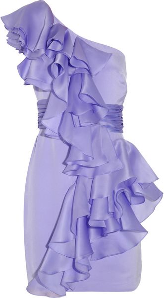 Notte By Marchesa Ruffled One Shoulder Silk Satin Dress - Lyst