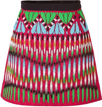 Peter Pilotto Crimson Redmulti Embroidered Front Natalie Skirt - Lyst