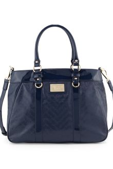 Versace Jeans Couture Logo Embossed Patent Tote Bag - Lyst