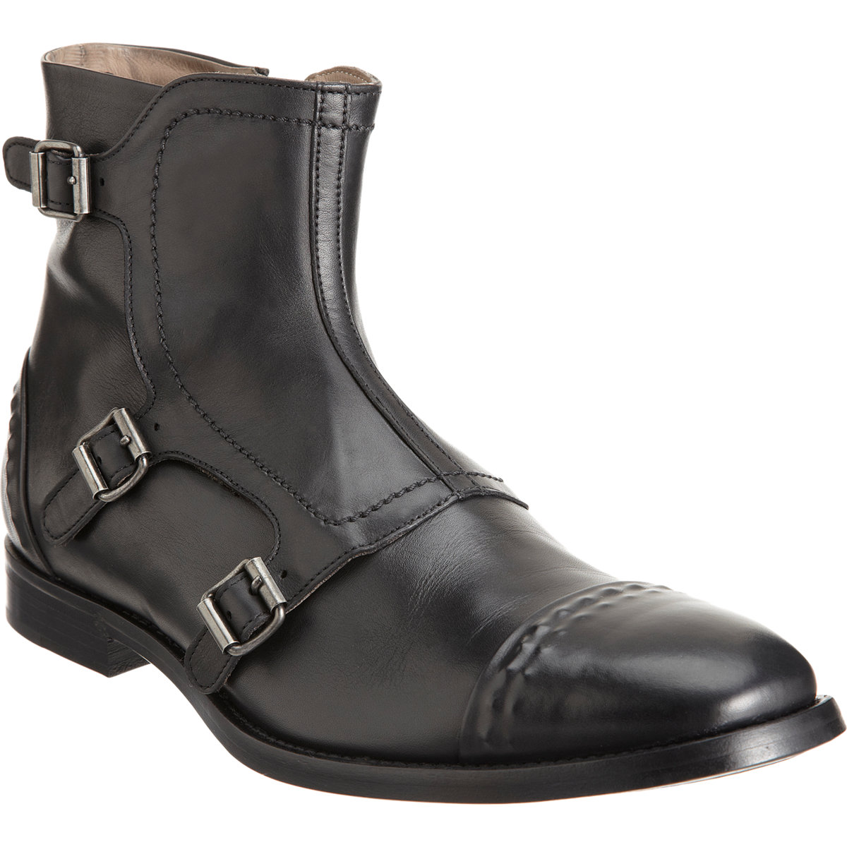 Alexander Mcqueen Rivet Textured Side Zip Boot in Black for Men Lyst