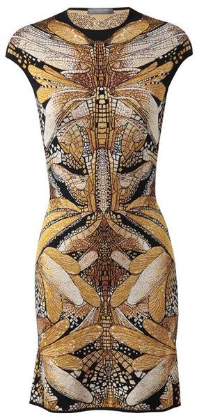 Alexander McQueen Patterned Wool Silk Knit Dress - Lyst