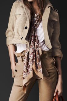 Burberry Prorsum Seersucker Cropped Pilot Jacket - Lyst