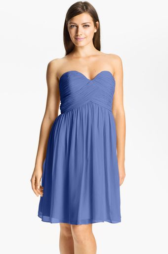 Donna Morgan Strapless Silk Chiffon Dress - Lyst