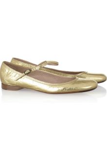 Rochas Metallic Leather Ballet Flats - Lyst