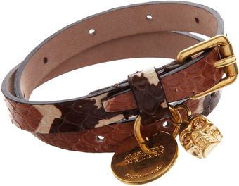 Alexander McQueen Whip Snake Belt Bracelet with Skull Charm - Lyst