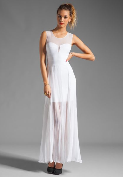 Bcbgmaxazria Sheer Maxi Tank Dress In White Lyst 4944