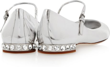miu miu silver flats
