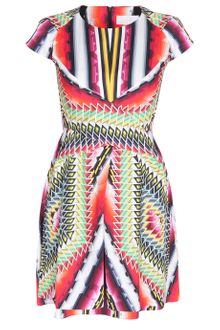 Peter Pilotto Che V Cap Sleeve Flare Skirt Dress - Lyst