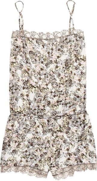 Erdem Anna Floralprint Silksatin Playsuit - Lyst