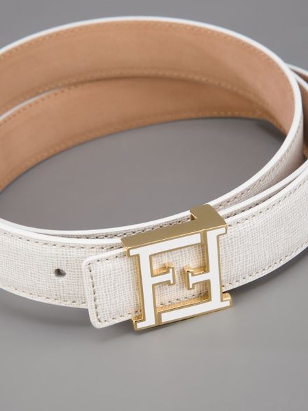 Fendi Logo Belt in White | Lyst